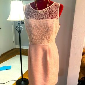 Tahiti ASL Petite Party Dress Sheer Illusion Round Neckline Top 14P